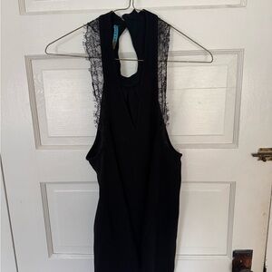 Alice + Olivia Black Lace Trim Top